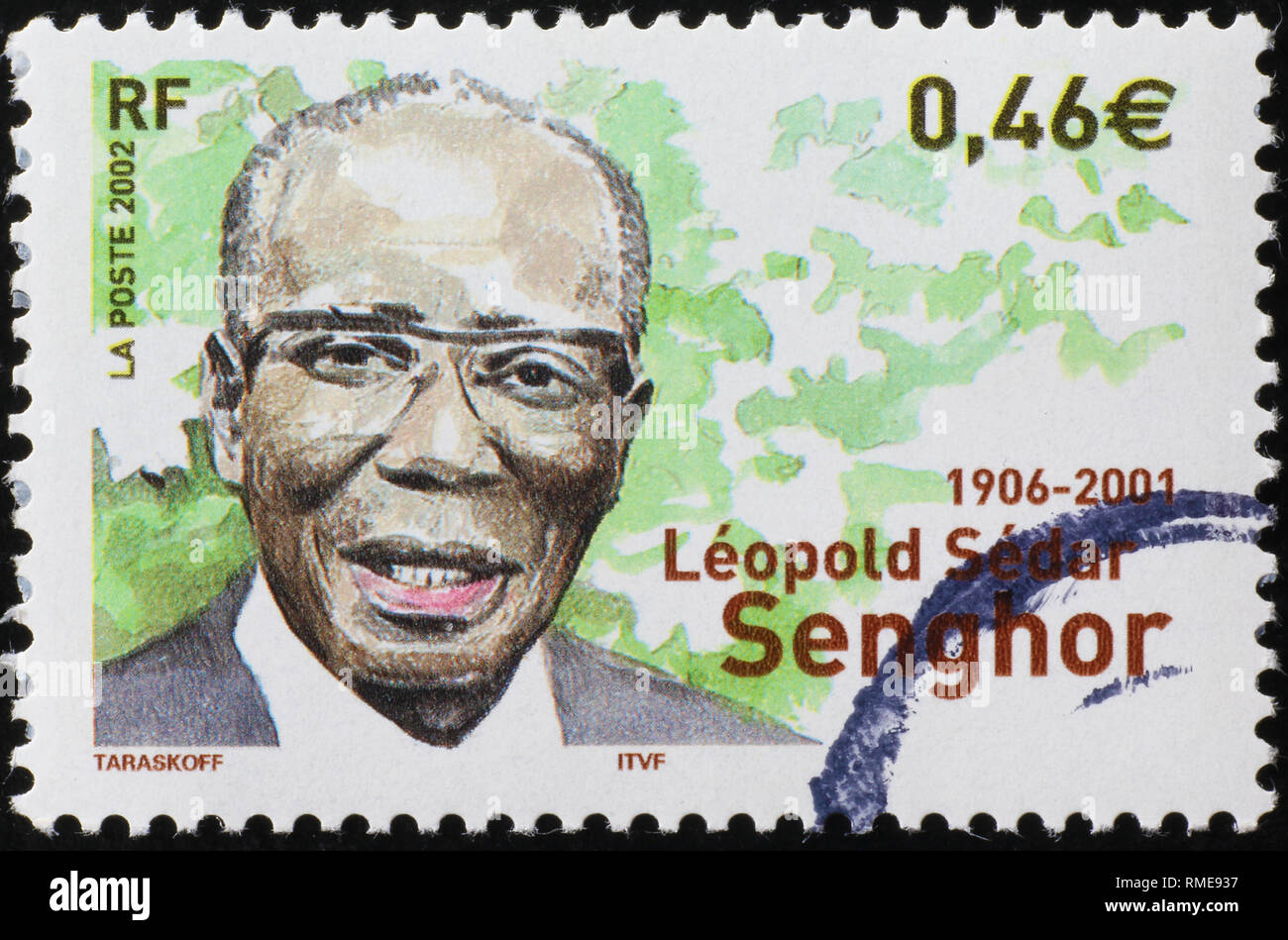 Leopold Sedhar Senghor sul francese francobollo Foto stock - Alamy