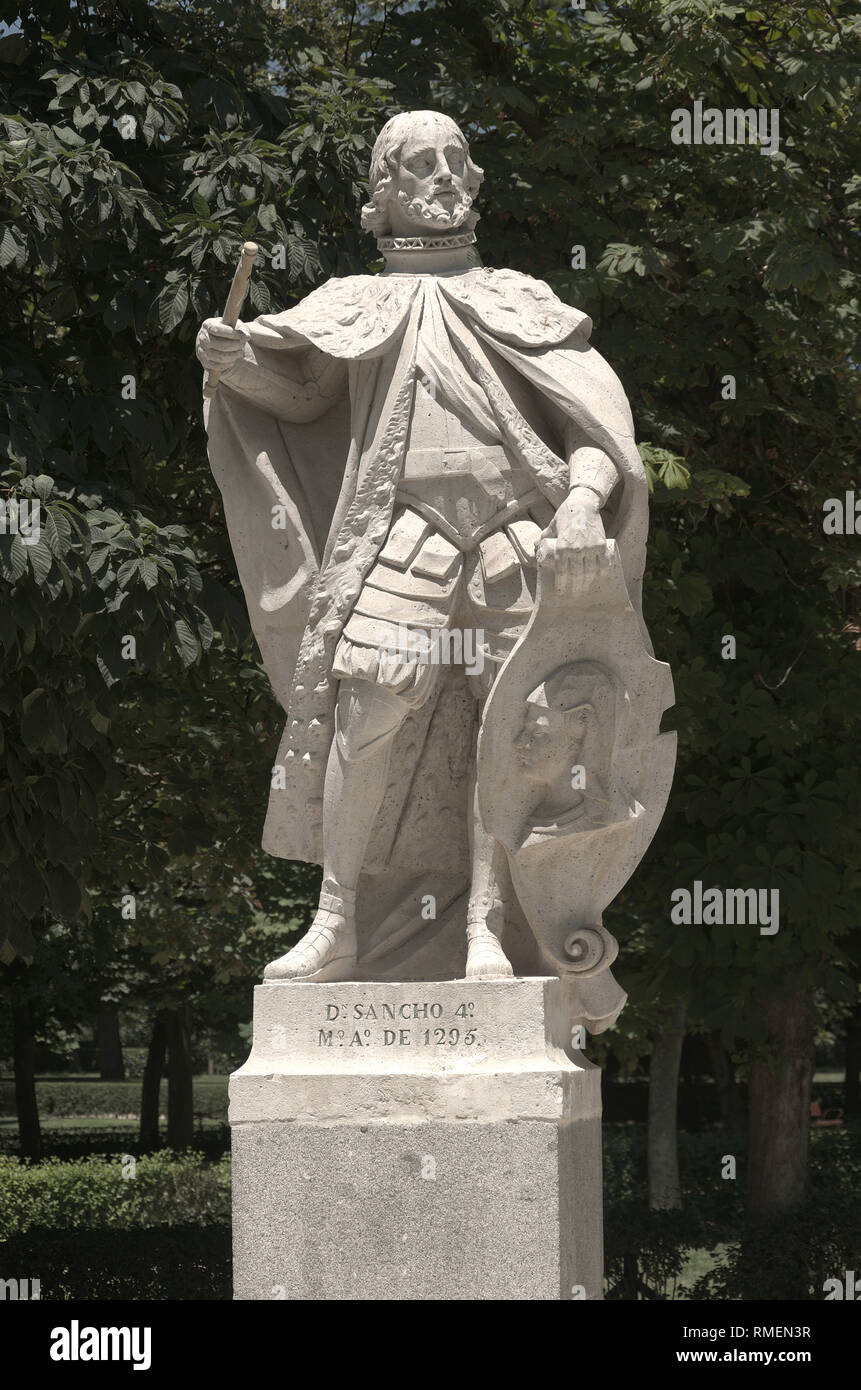 Statua di D Sancho in Ritero park a Madrid Foto Stock