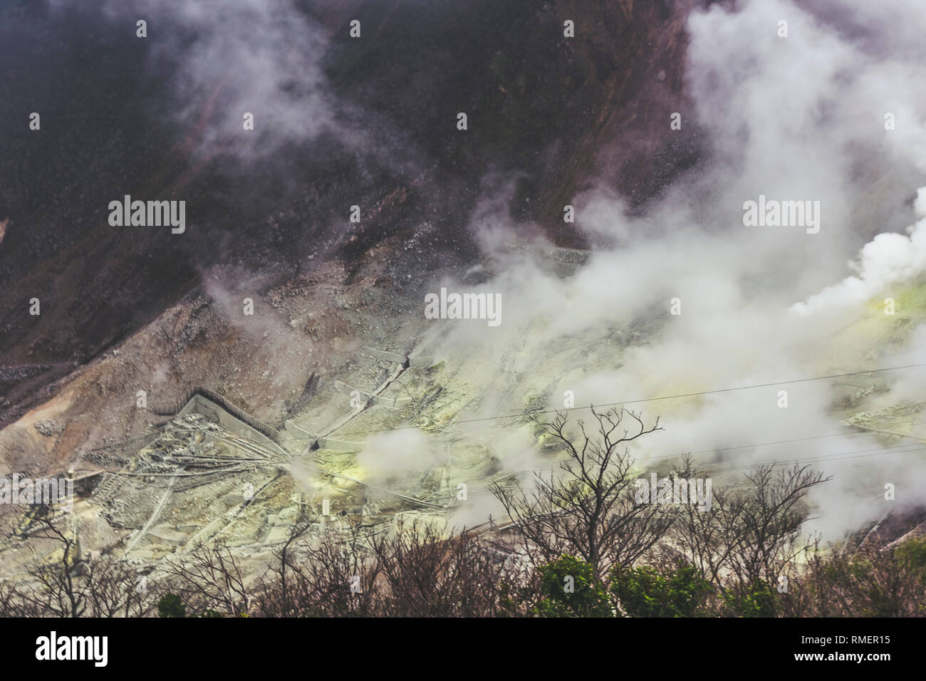 Owakudani vulcano di zolfo in Hakone Giappone Foto Stock