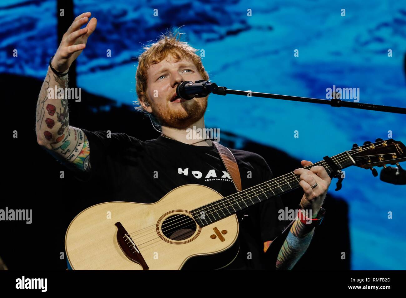 Sao Paulo, Brasile. 14 feb 2019. Ed Sheeran esegue dividere tour al Parco di Allianz. Februery, 14, 2019 in São Paulo, Brasile Credito: Adriana Spaca/Alamy Live News Foto Stock