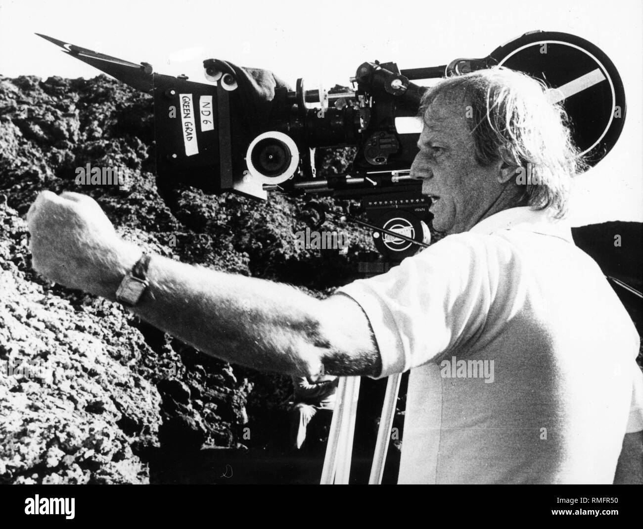 Wolgang Petersen è dirigere il suo film "Nemico mio'. Qui, presso le riprese all'aperto a Lanzarote. Foto Stock