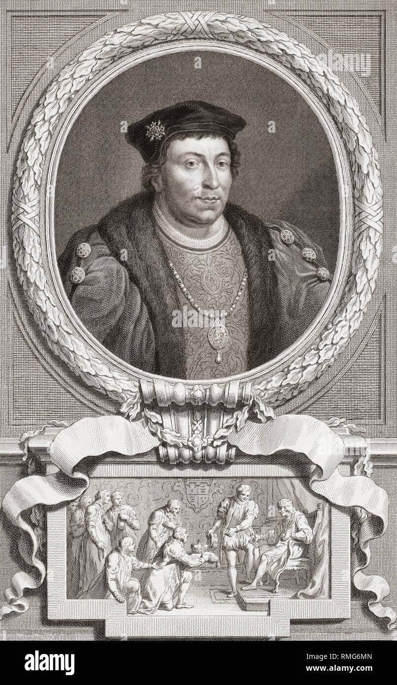 Henry Stafford, secondo duca di Buckingham, 1454 - 1483. Nobile inglese coinvolto in Buckingham la ribellione. Un sospetto nella morte dei principi nella torre. Dal 1813 edizione di capi di illustri personalità della Gran Bretagna, inciso dal sig. Houbraken e il sig. Vertue con la loro vita e caratteri. Foto Stock