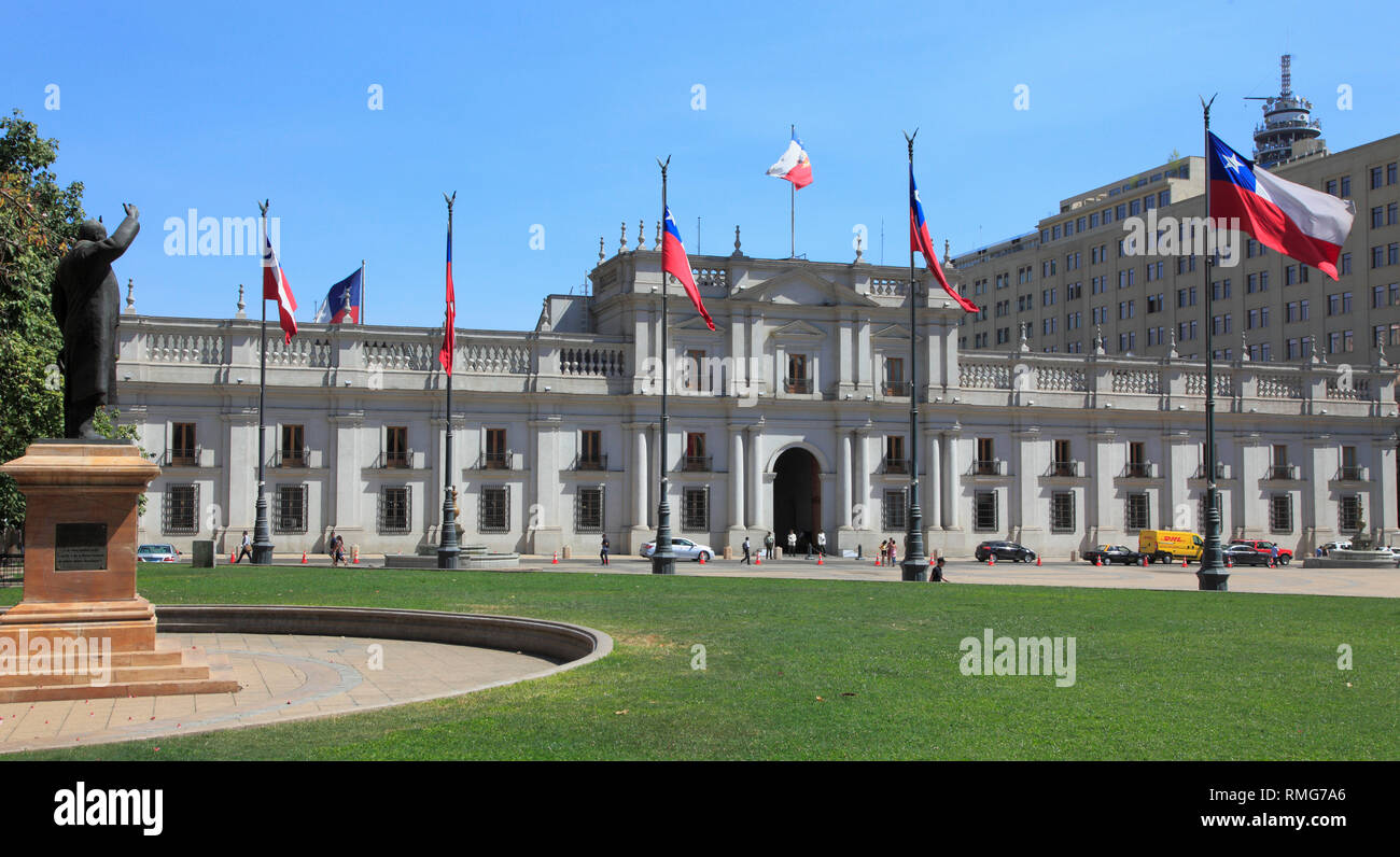 Il Cile, Santiago, Plaza de la Constitucion, Palacio La Moneda, Foto Stock