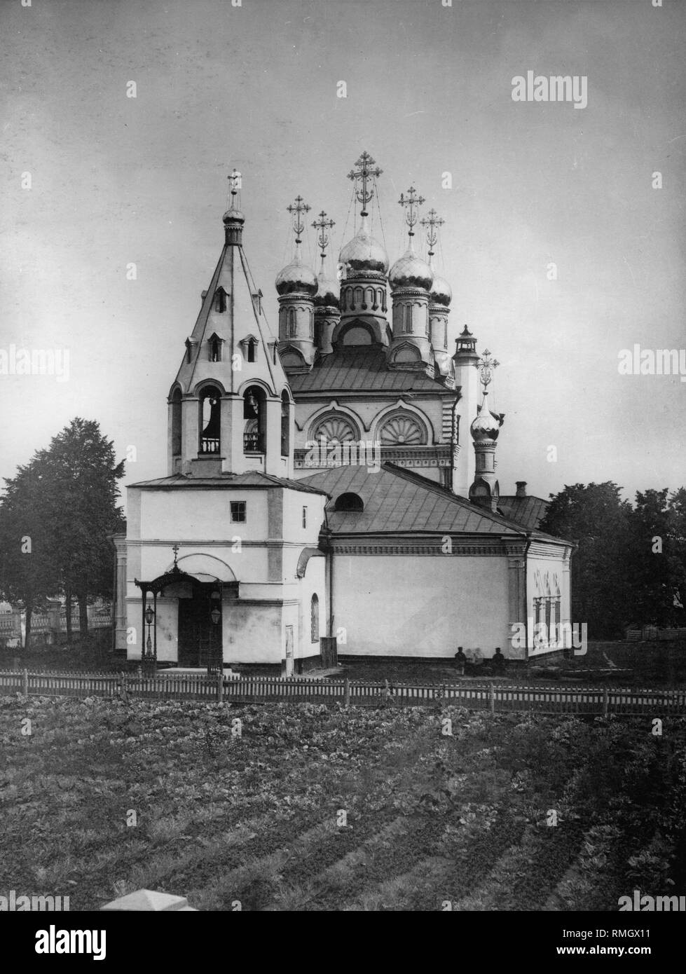 La Chiesa del Santo segno della Santissima Madre di Dio su di fanciulle' Campo a Mosca. Foto di albumina Foto Stock