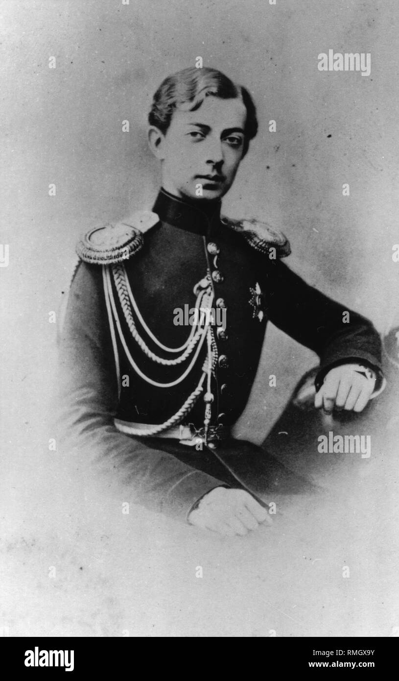 Ritratto del Granduca Nicholas Alexandrovich di Russia (1843-1865). Foto di albumina Foto Stock