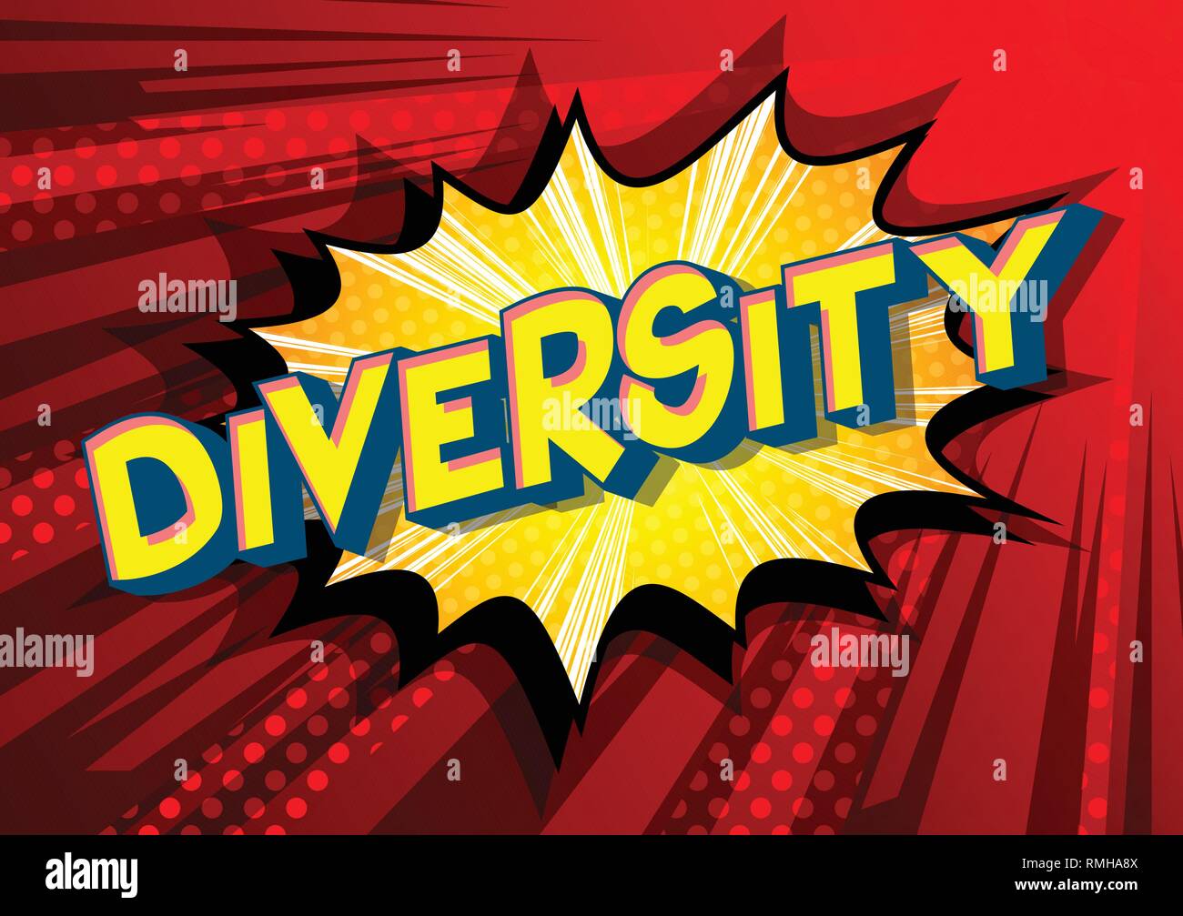 La diversità - Vettore illustrata in stile fumetto una frase su sfondo astratto. Illustrazione Vettoriale