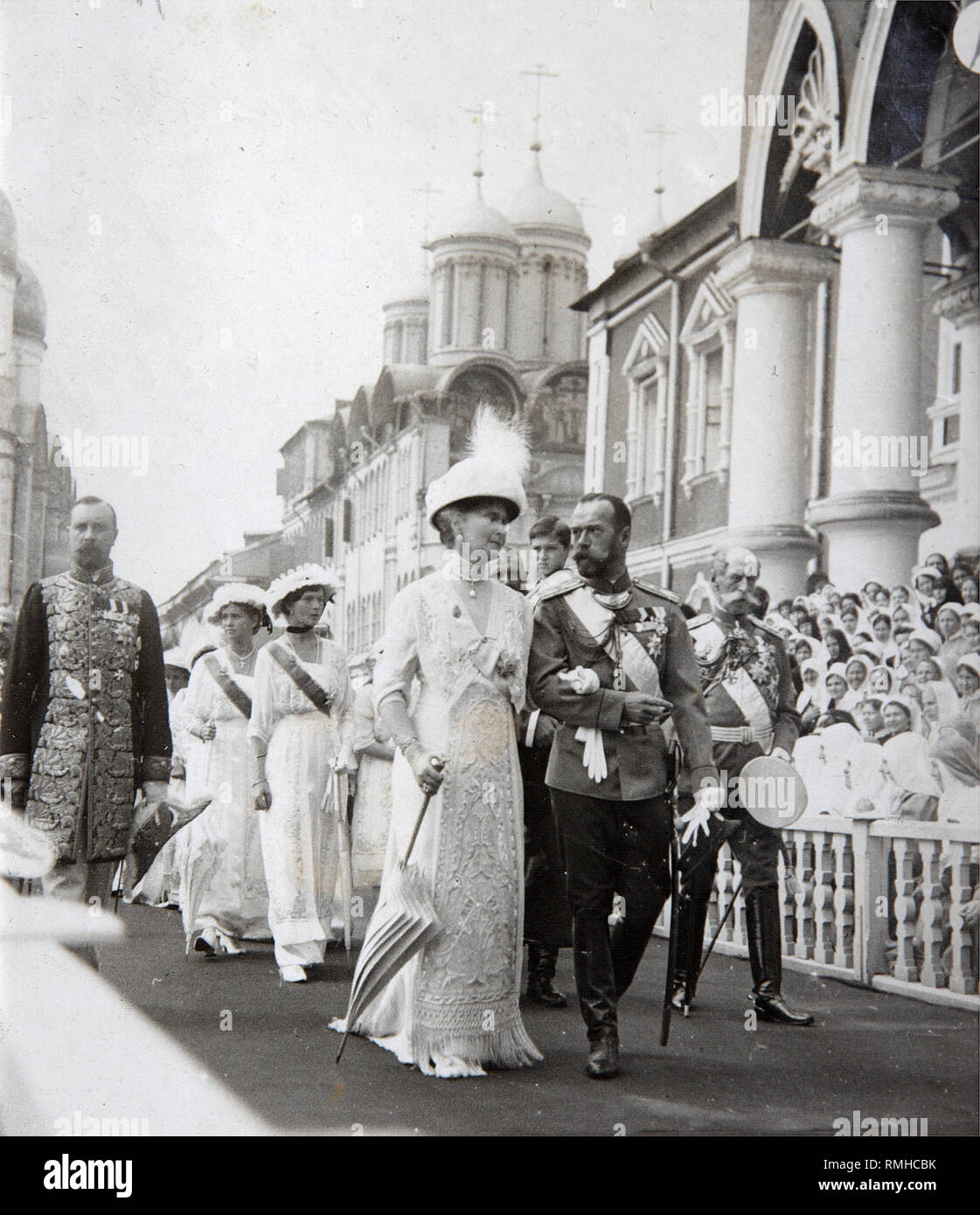 Tsar la famiglia sulla celebrazione del trecentesimo anniversario della Casa di Romanov al Cremlino. Argento Fotografia di gelatina Foto Stock