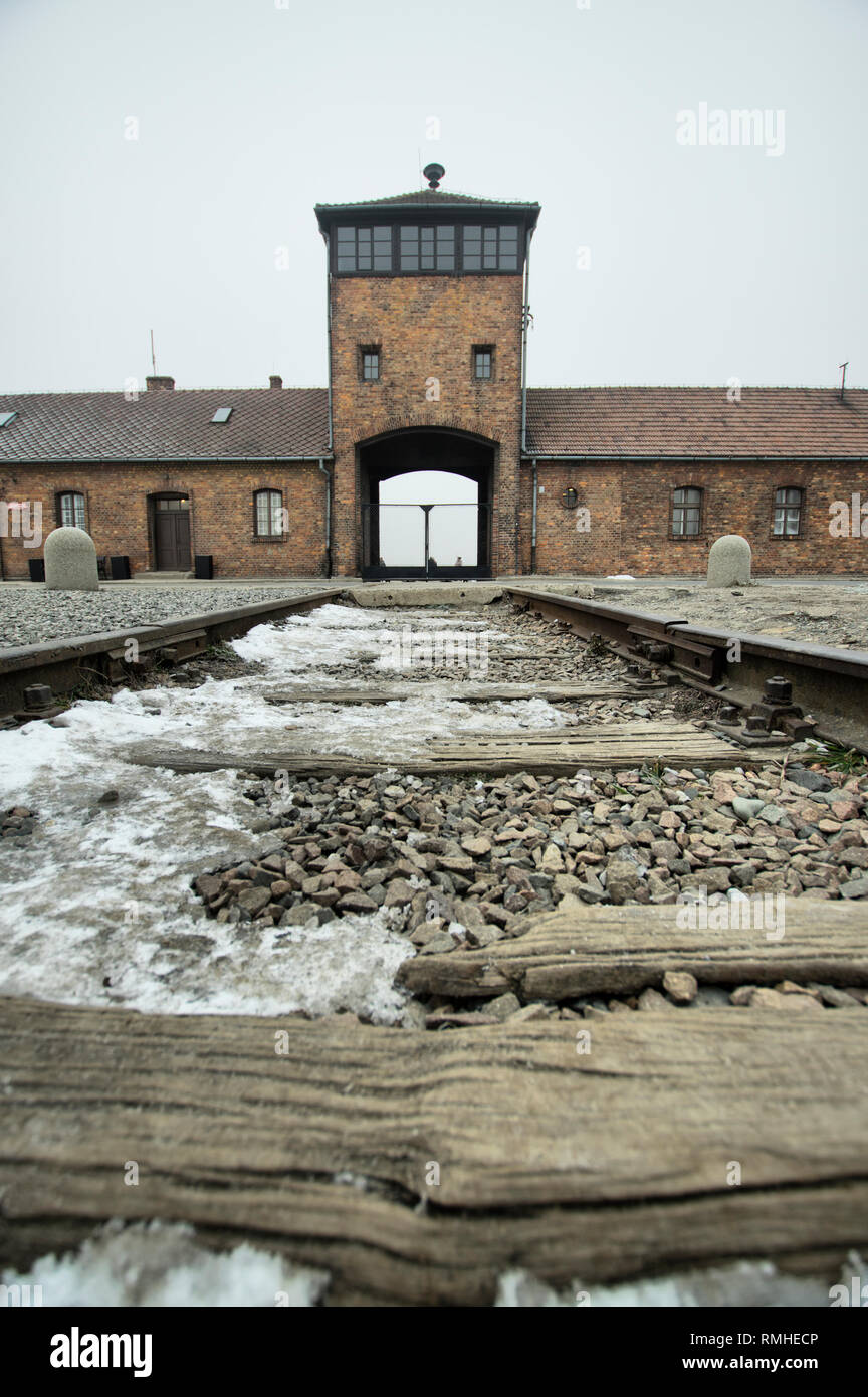 Auschwitz Birkenau, Tedesco Campo di lavoro e sterminio nazista in Polonia Foto Stock
