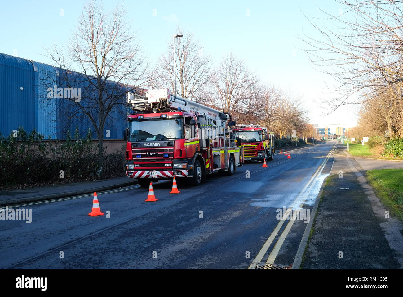 Motori Fire in un incidente Foto Stock