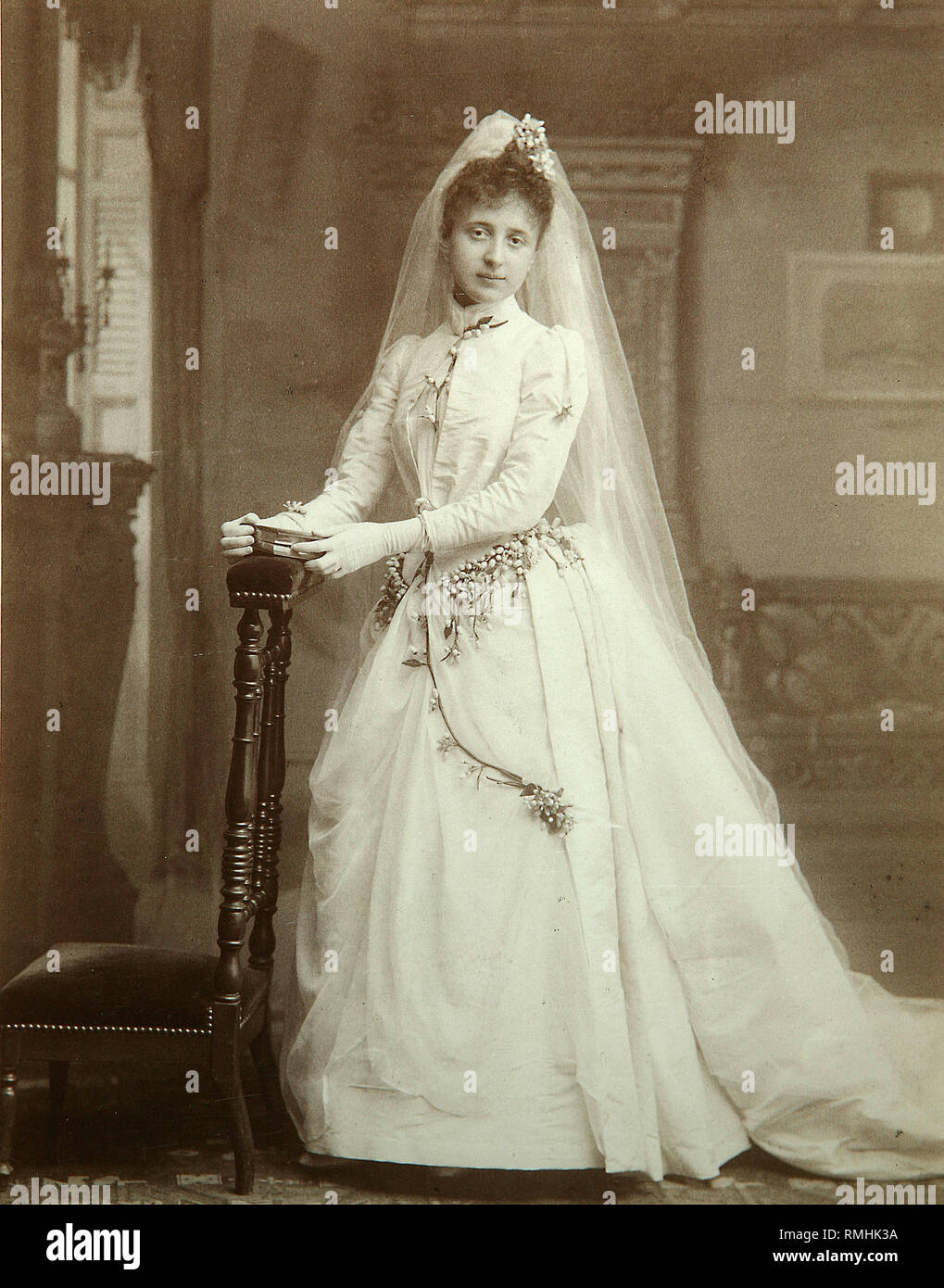 Ritratto di nozze. Foto di albumina Foto Stock