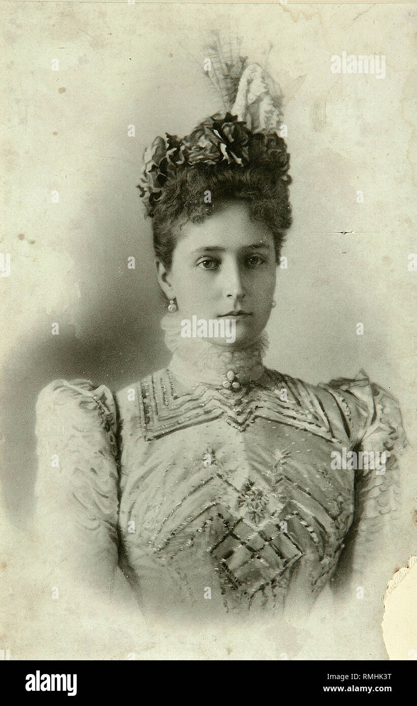 Ritratto di imperatrice Alexandra Fyodorovna, la moglie dello zar Nicola II di Russia (1872-1918). Fotografia Foto Stock