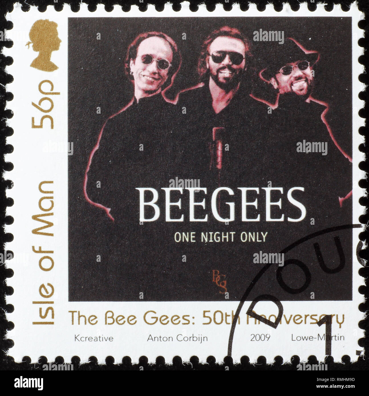 Registrare una sola notte da Bee Gees sul francobollo Foto Stock