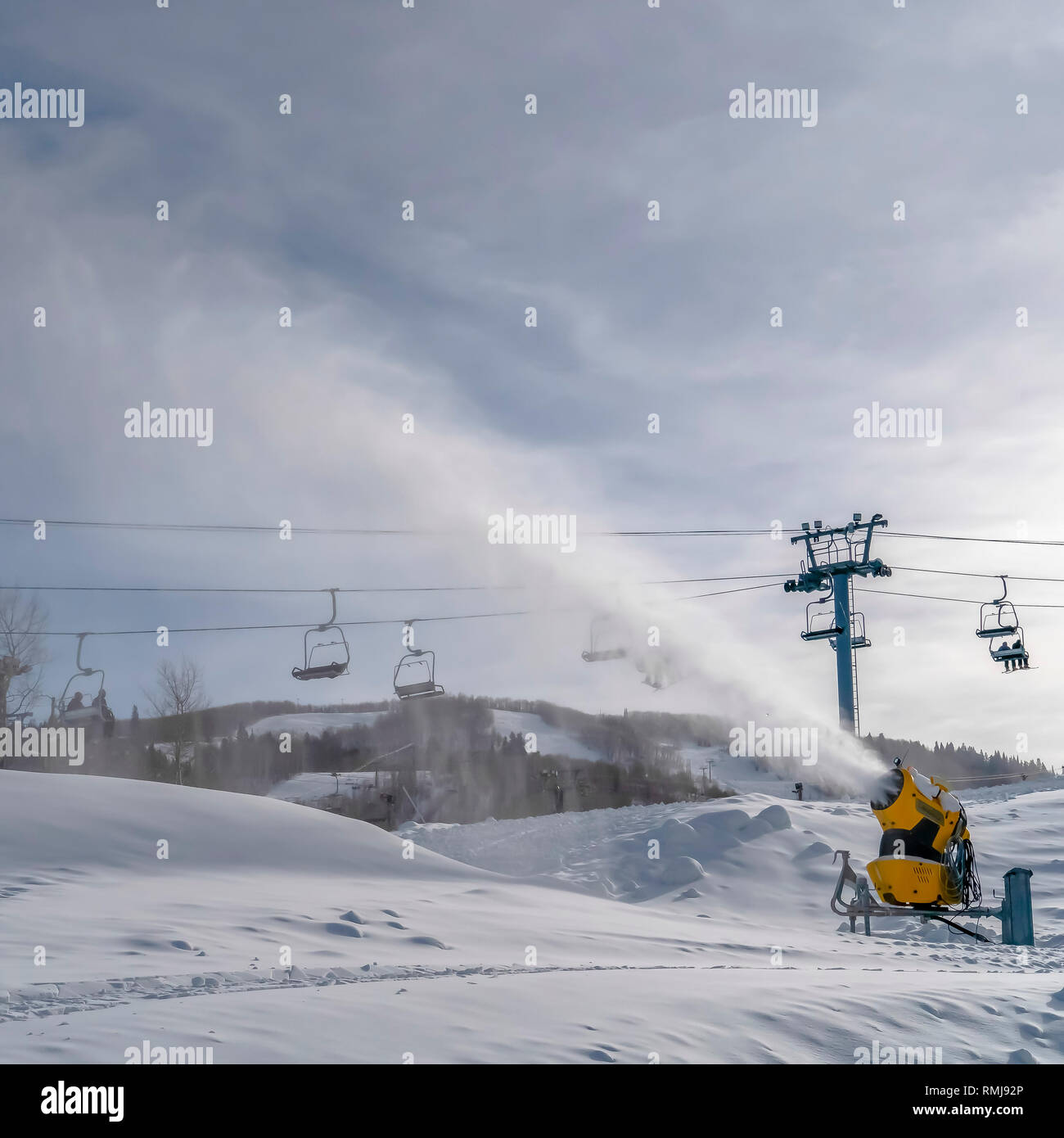 Macchina neve e impianti di risalita in Park City Utah Foto Stock