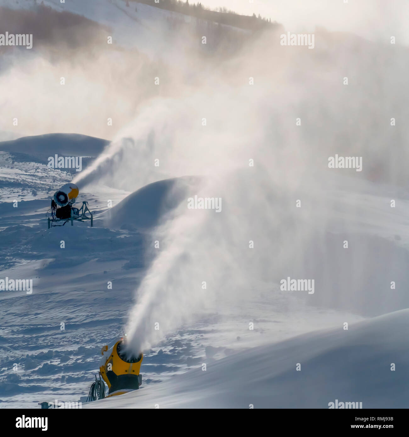Innevamento su un pendio di montagna di Park City, Utah Foto Stock