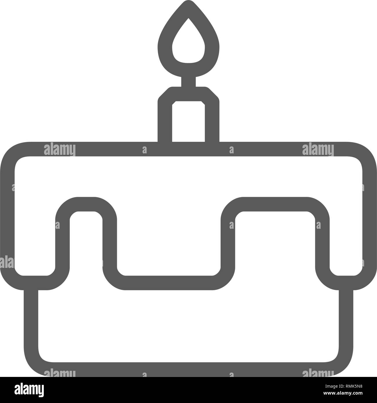 Prima torta di compleanno icona linea. Isolato su sfondo bianco Illustrazione Vettoriale