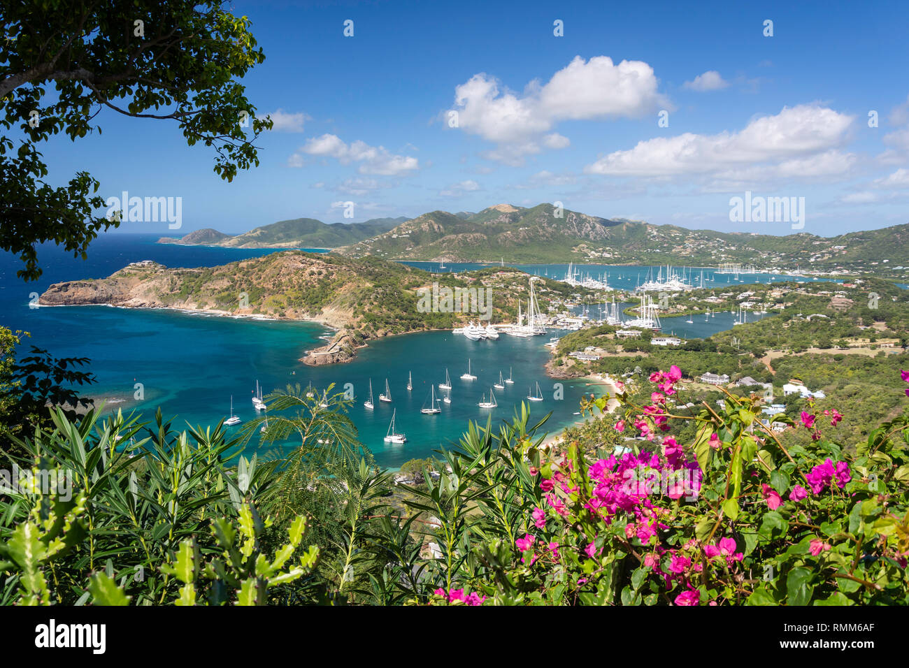 English Harbour da Shirley Heights, il Parco Nazionale di Nelson's Dockyard, San Paolo parrocchia, Antigua Antigua e Barbuda, Piccole Antille, dei Caraibi Foto Stock