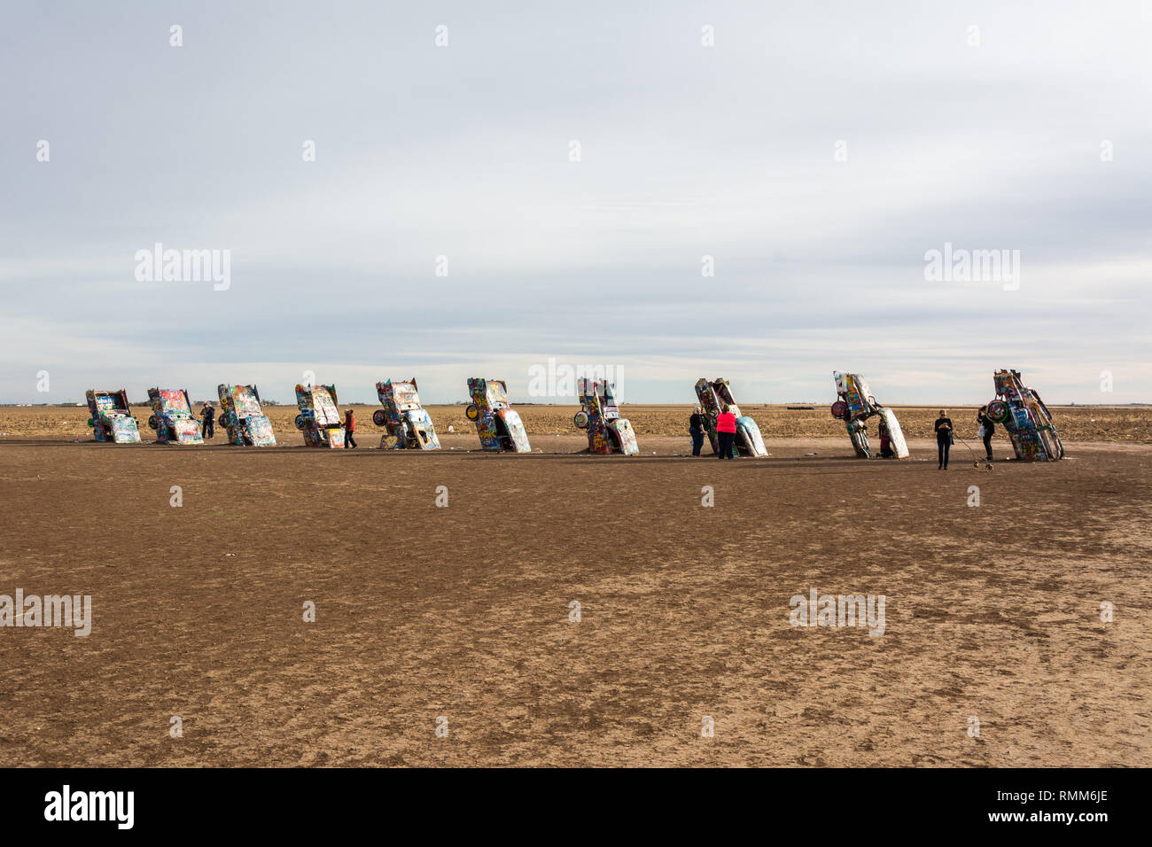 Amarillo, Texas, Stati Uniti d'America - 2 gennaio 2017. Cadillac Ranch monumento in Amarillo, TX. Foto Stock