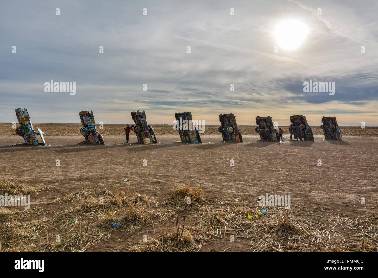 Amarillo, Texas, Stati Uniti d'America - 2 gennaio 2017. Cadillac Ranch monumento in Amarillo, TX. Foto Stock