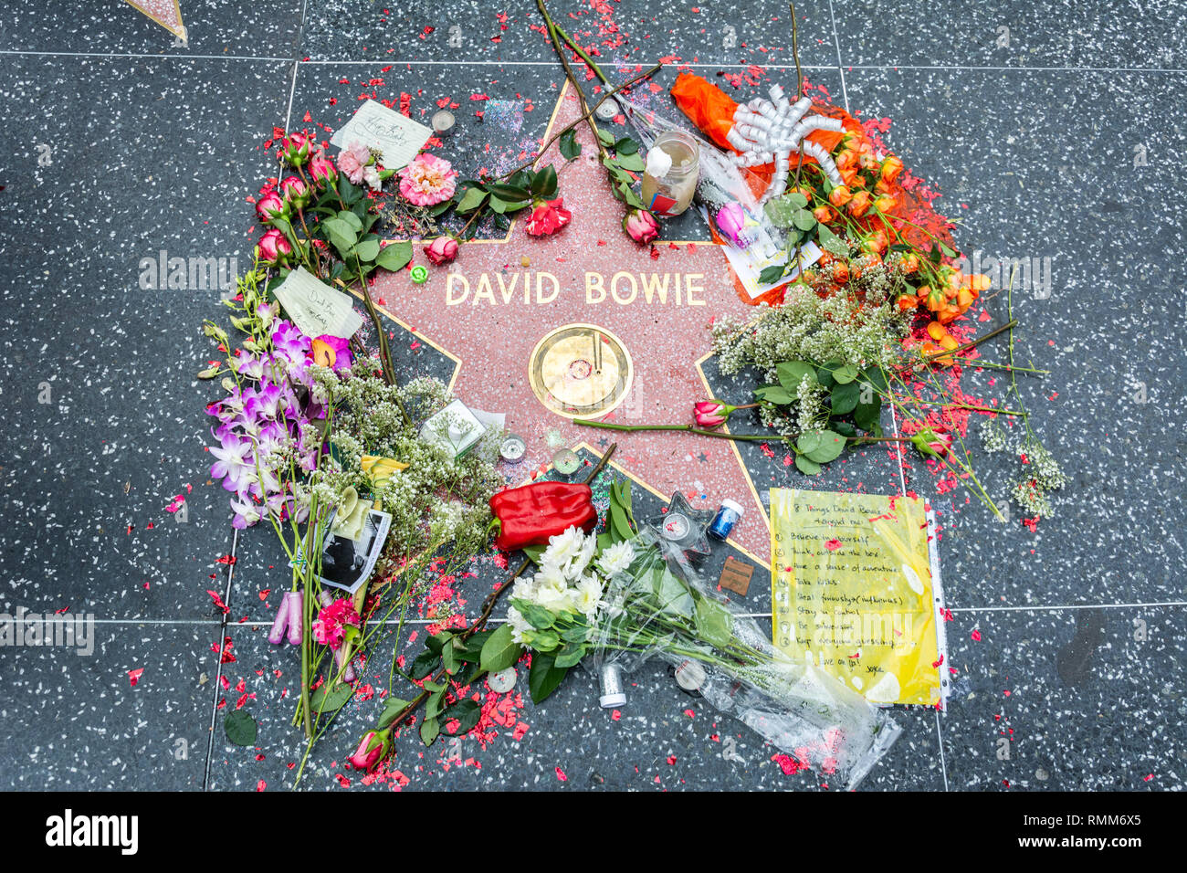 Los Angeles, California, Stati Uniti d'America - 9 gennaio 2017. Il cantante e cantautore David Bowie stella sulla Hollywood Walk of Fame a Los Ang Foto Stock