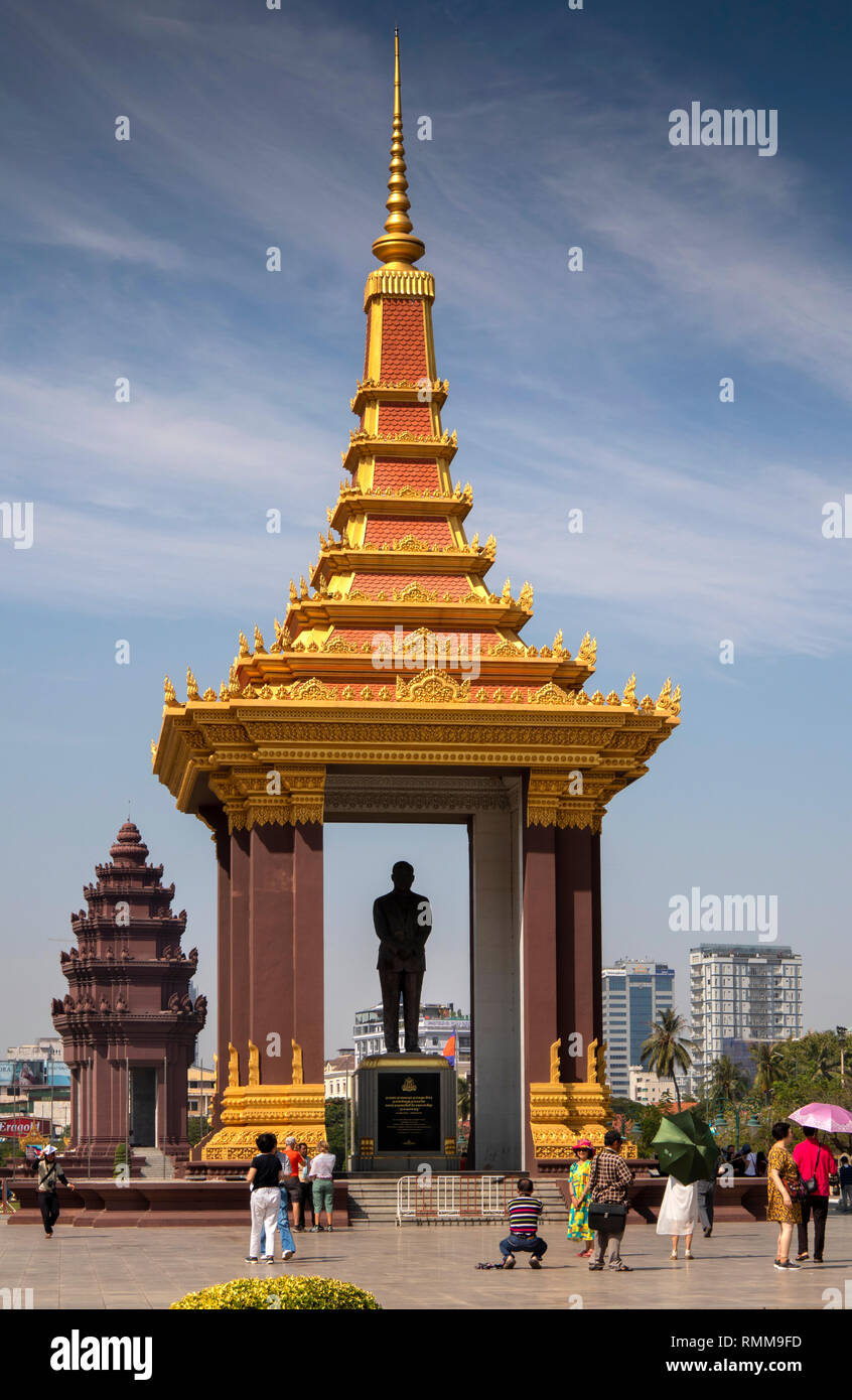 Cambogia, Phnom Penh, Monumento a Sua Maestà Ling Preah Bat Samdech Preah Norodom Sihanoukh Foto Stock