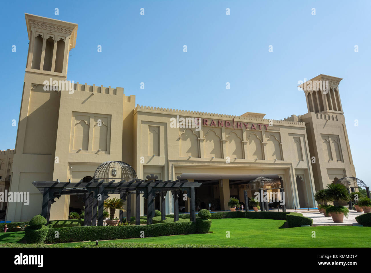 Doha, Qatar - 5 novembre 2016. Vista esterna del Grand Hyatt Hotel di Doha. Foto Stock