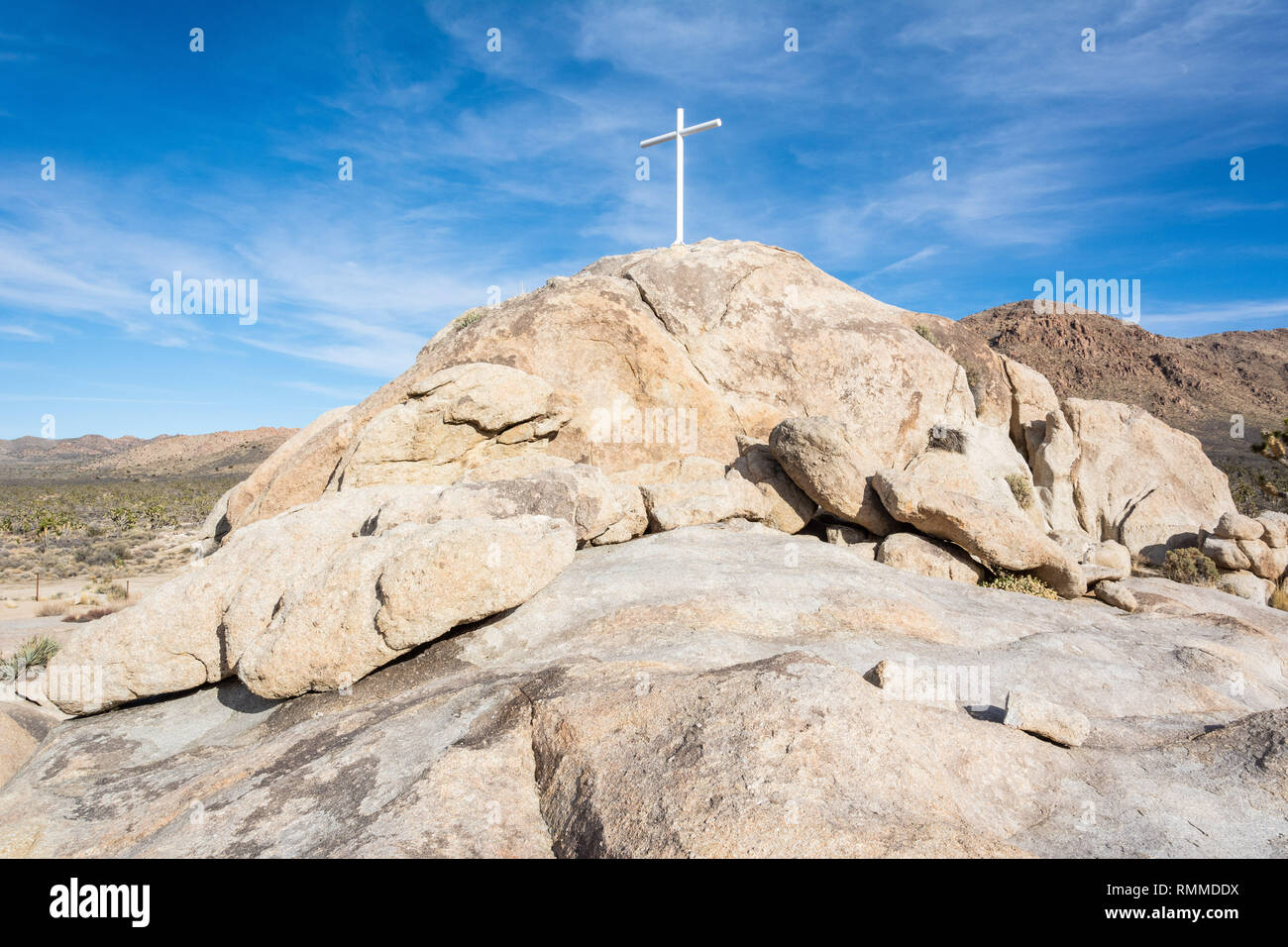Mojave Cross nel deserto di Mojave in California. Foto Stock