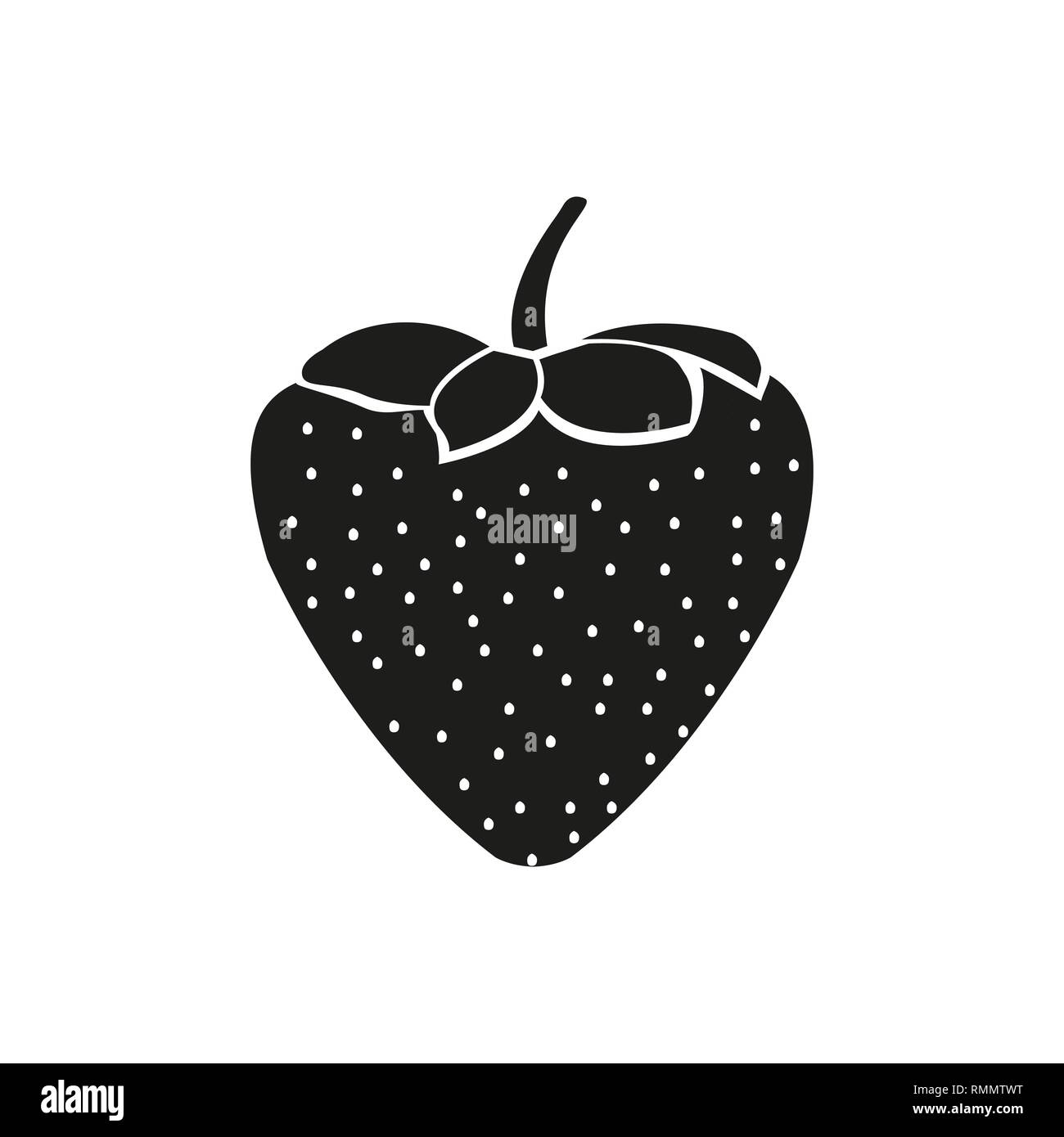 Fragola vettore piana. Fragola rossa berry icona piatta con iscrizione colorata illustrazione vettoriale di alimenti eco isolato su bianco. Illustrazione Vettoriale