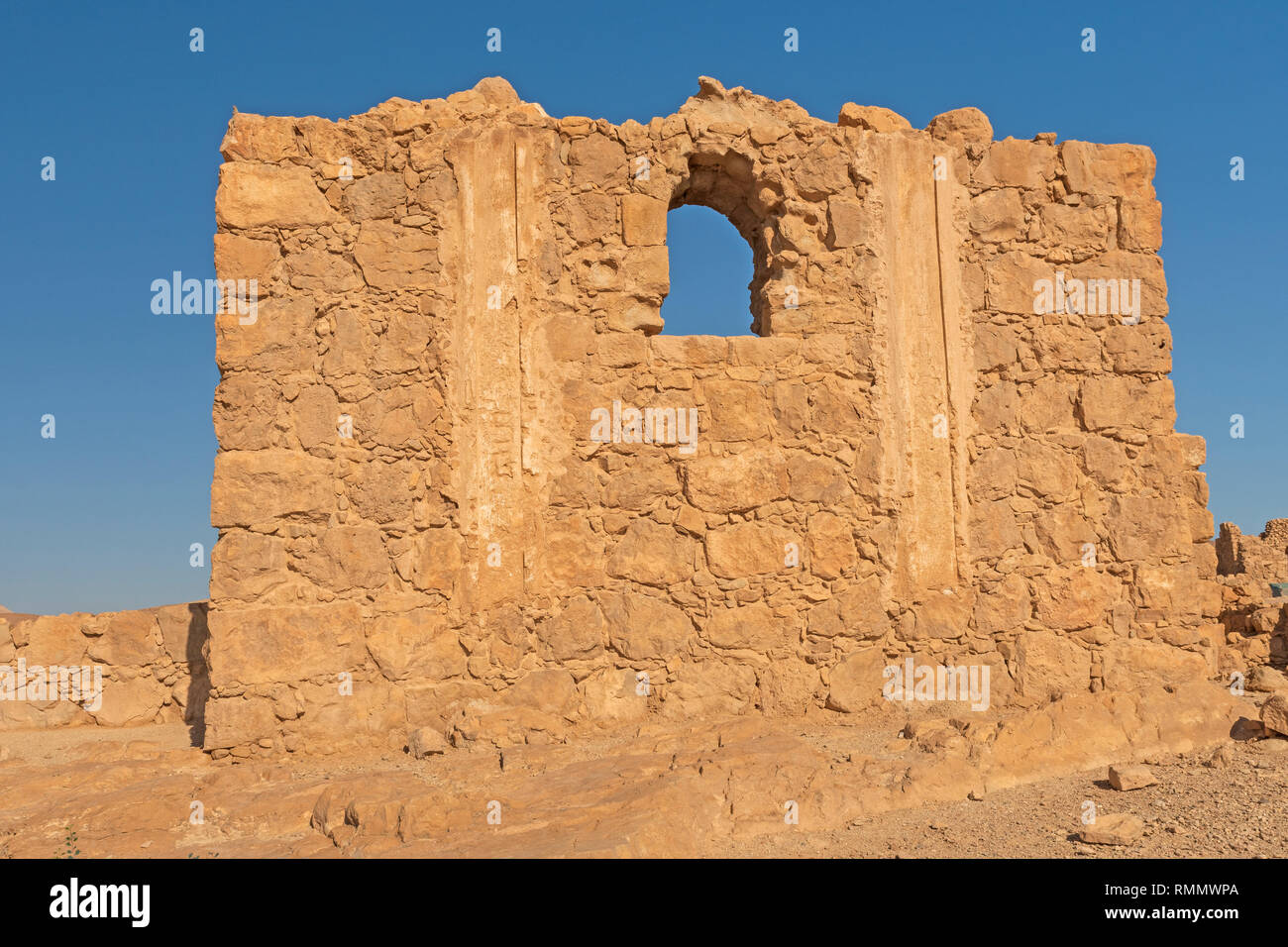 Parete edilizia dettagli di un il Masada rovina a Masada parco nazionale in Israele Foto Stock