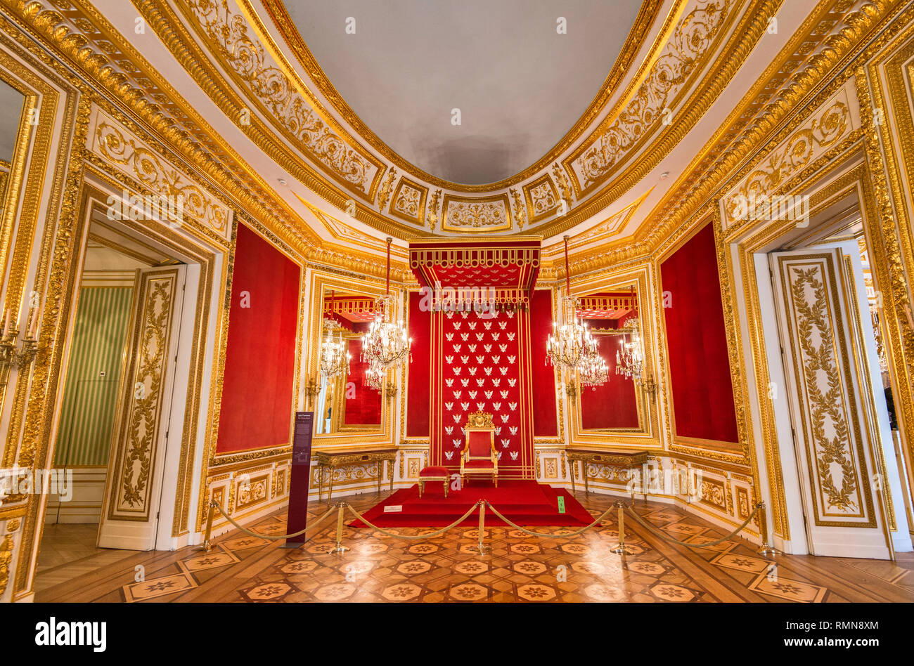 La Sala del Trono al Castello Reale di Varsavia, Polonia Foto Stock
