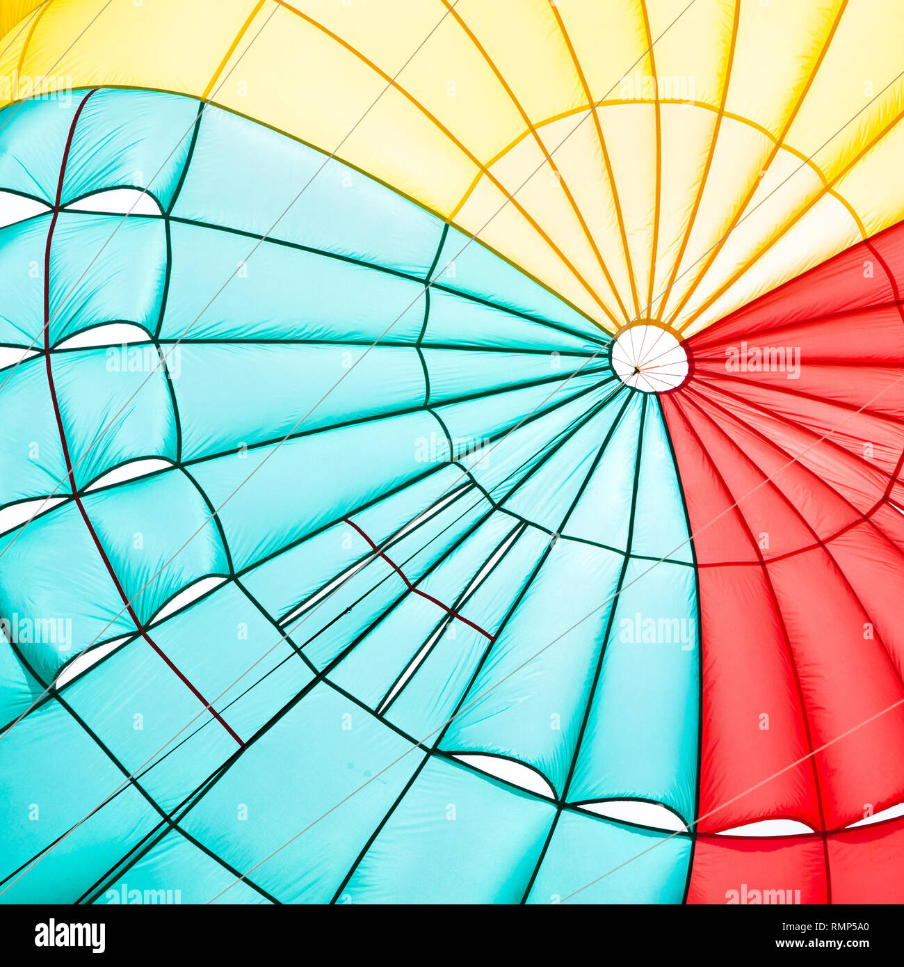 Tettoia di paracadute di close-up - astratta composizione multicolore Foto Stock