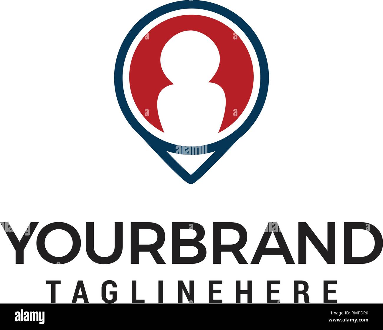 Trovare persone Ubicazione disegni Logo modello di concetto Illustrazione Vettoriale