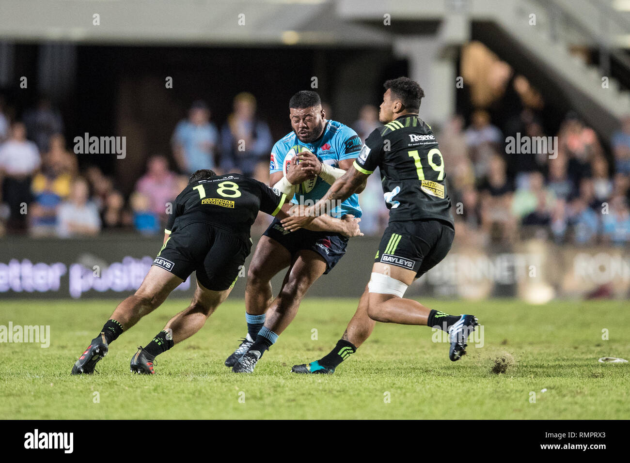 Brookvale, Australia. Xvi Feb, 2019. Tolu Latu di Waratahs durante il 2019 Super partita di rugby tra NSW Waratahs e uragani a Brookvale ovale, Brookvale, Australia il 16 febbraio 2019. Foto di Peter Dovgan. Credit: UK Sports Pics Ltd/Alamy Live News Foto Stock