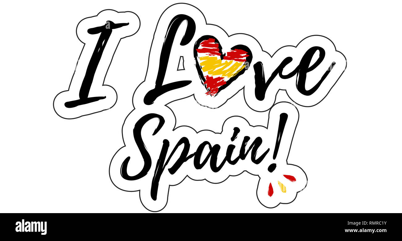 Io amo la Spagna illustrazione con cuore Foto Stock