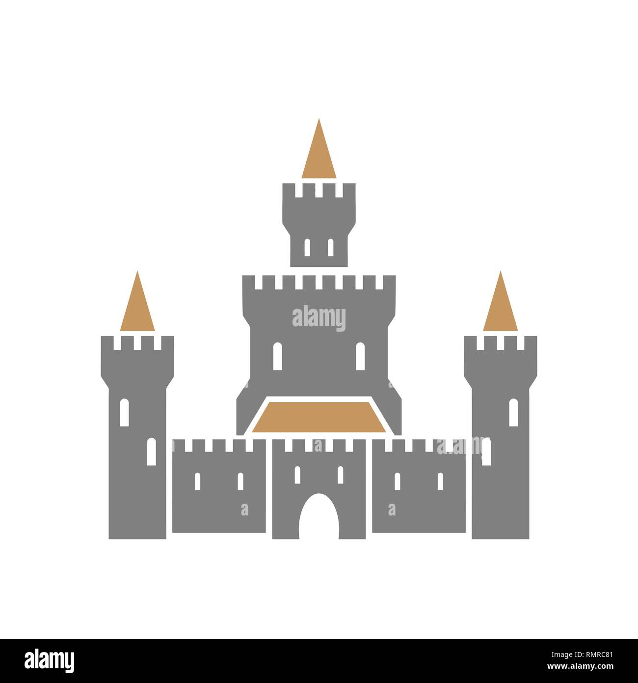 Castello icona simbolo isolato su sfondo bianco Illustrazione Vettoriale