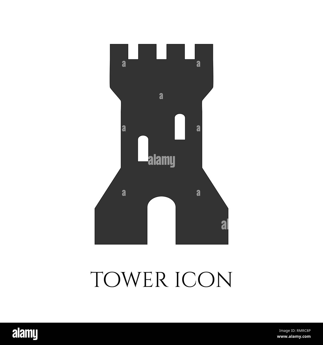Torre icona simbolo isolato su sfondo bianco Illustrazione Vettoriale