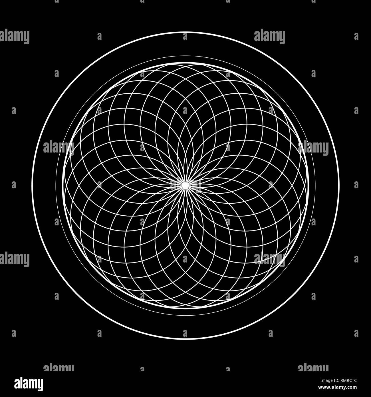 Geometria Sacra simbolo illustrazione. Energia circoli ruotato Illustrazione Vettoriale