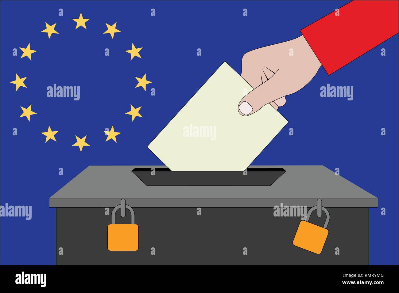 Un urna elettorale per le elezioni europee Illustrazione Vettoriale