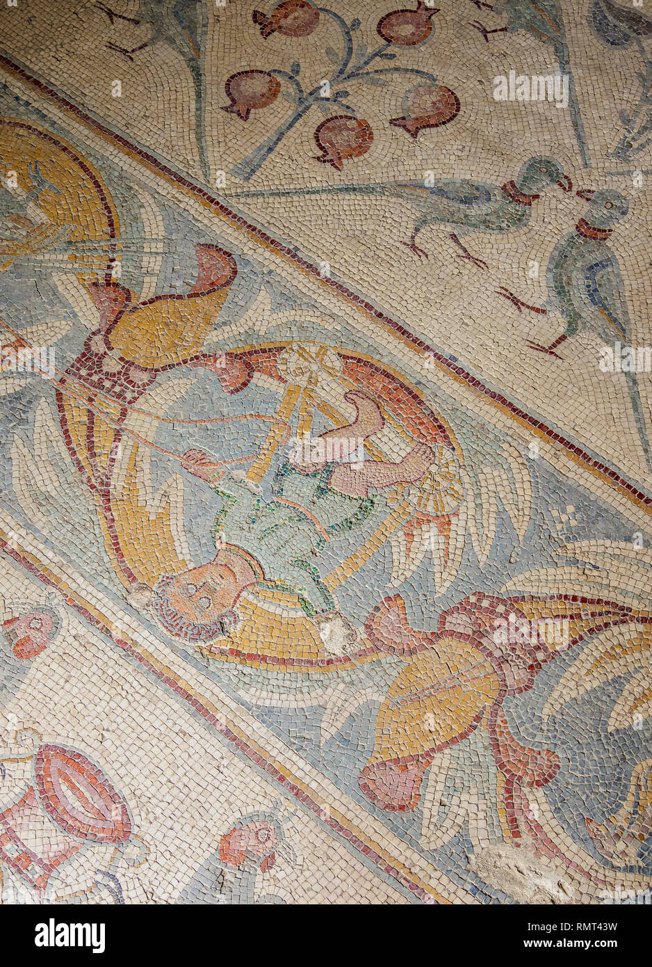 Pavimento a mosaico nella chiesa degli Apostoli, Madaba Madaba Governatorato, Giordania Foto Stock