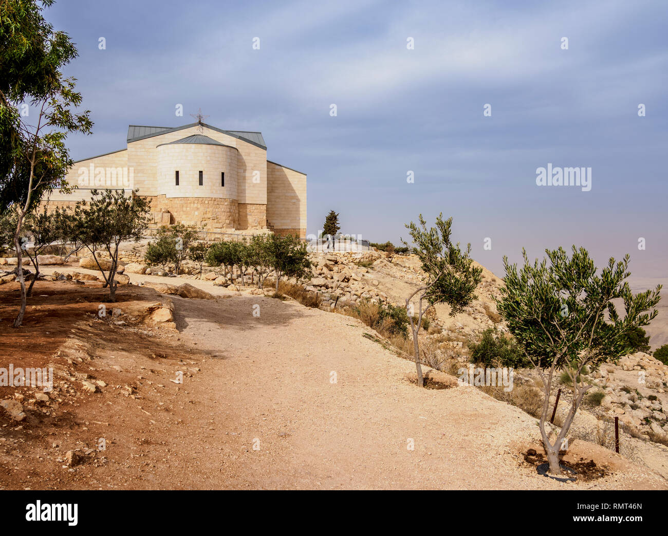 Memoriale di Mosè, Monte Nebo e Madaba Governatorato, Giordania Foto Stock