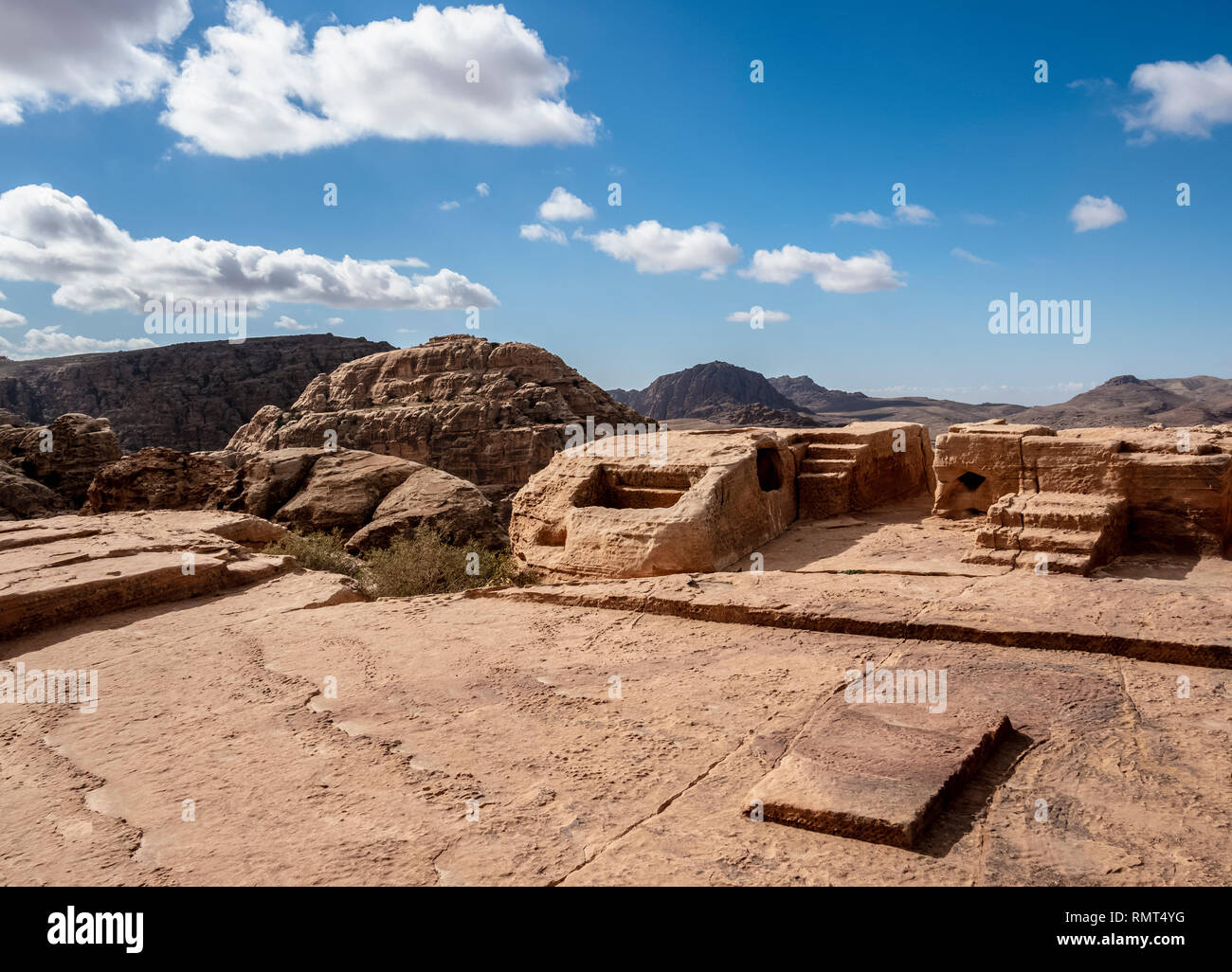 Alto luogo del sacrificio, Petra, Ma'an Governatorato, Giordania Foto Stock