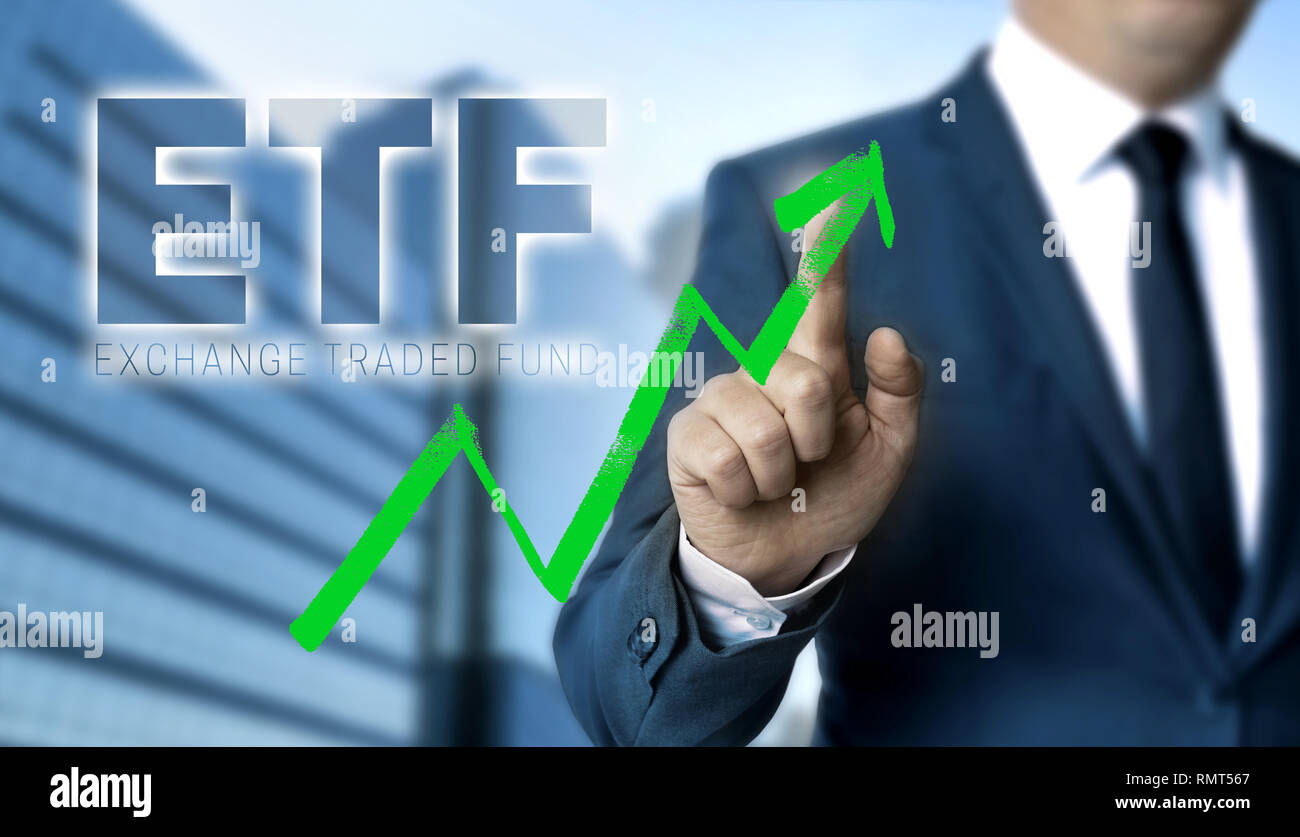 ETF concetto è illustrato da parte dell'imprenditore. Foto Stock