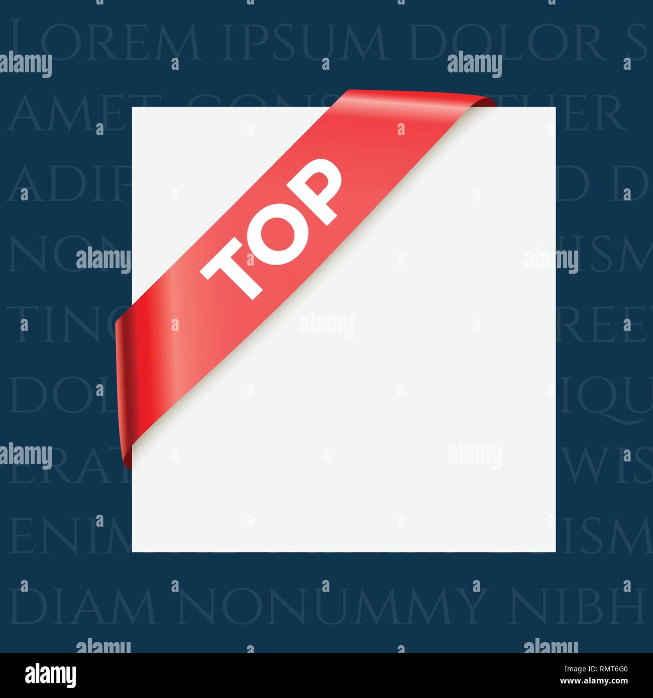 Top - angolo rosso nastro. Vettore elemento di design. Illustrazione Vettoriale