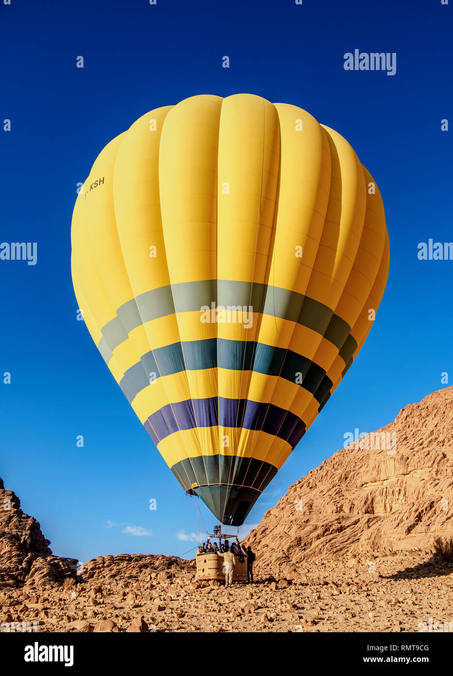Palloncino a Wadi Rum, Governatorato di Aqaba, Giordania Foto Stock