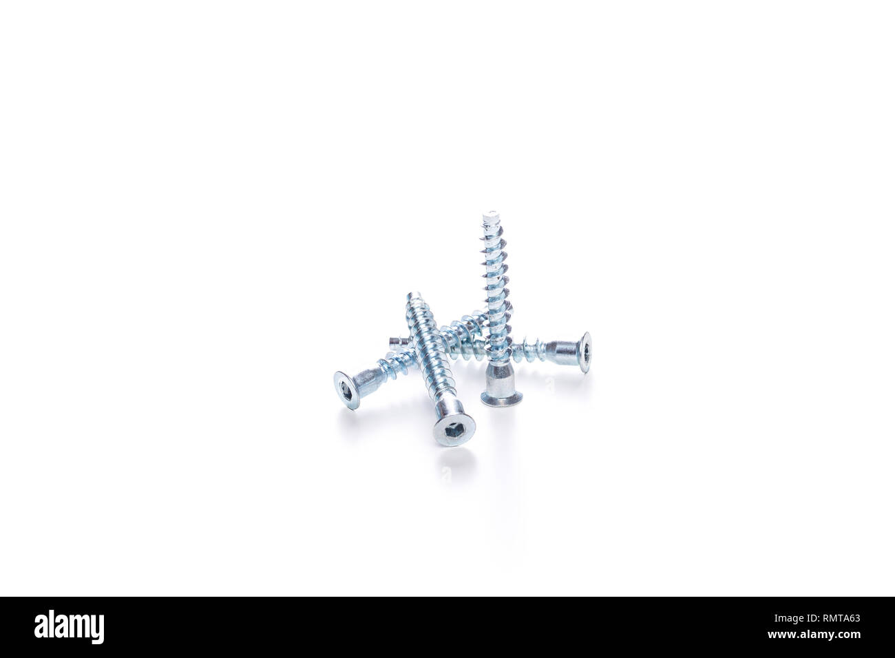 Le viti sul vuoto sullo sfondo bianco Foto Stock