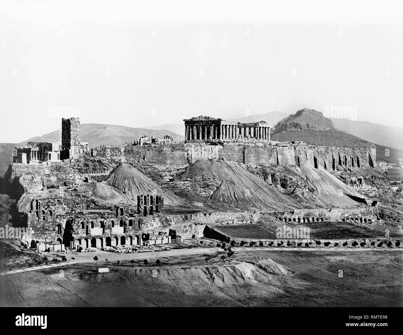 Acropolis dal sud, Atene, Grecia, 1850 Foto Stock