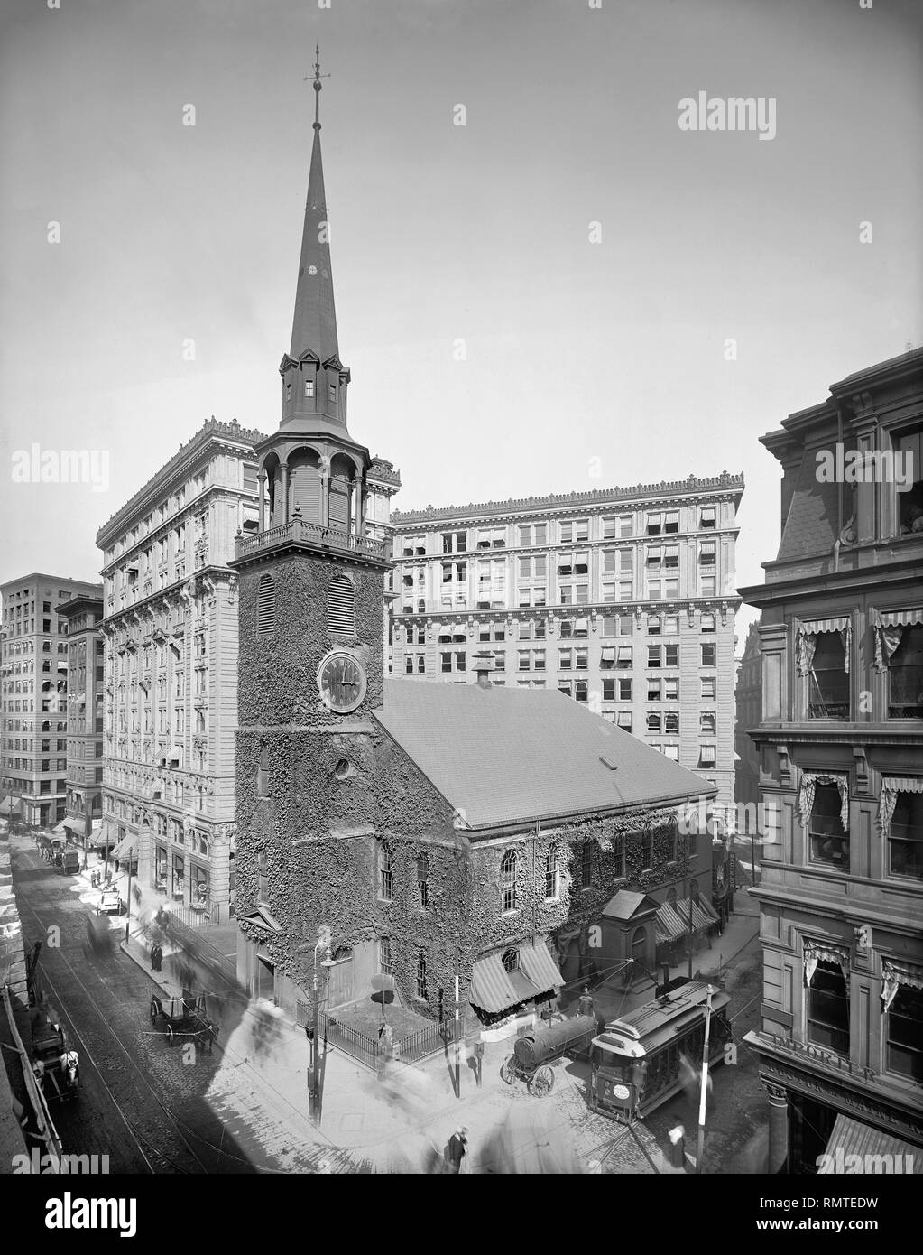 Old South Meeting House & il vecchio edificio a sud di Boston, Massachusetts, USA, Detroit Publishing Company, 1905 Foto Stock