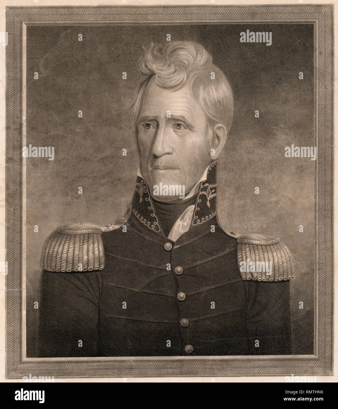 Andrew Jackson (1767-1845), Settimo Presidente degli Stati Uniti, la testa e le spalle ritratto, incisione di Charles C. Torrey da un dipinto originale di R.E.W. Earl, 1826 Foto Stock