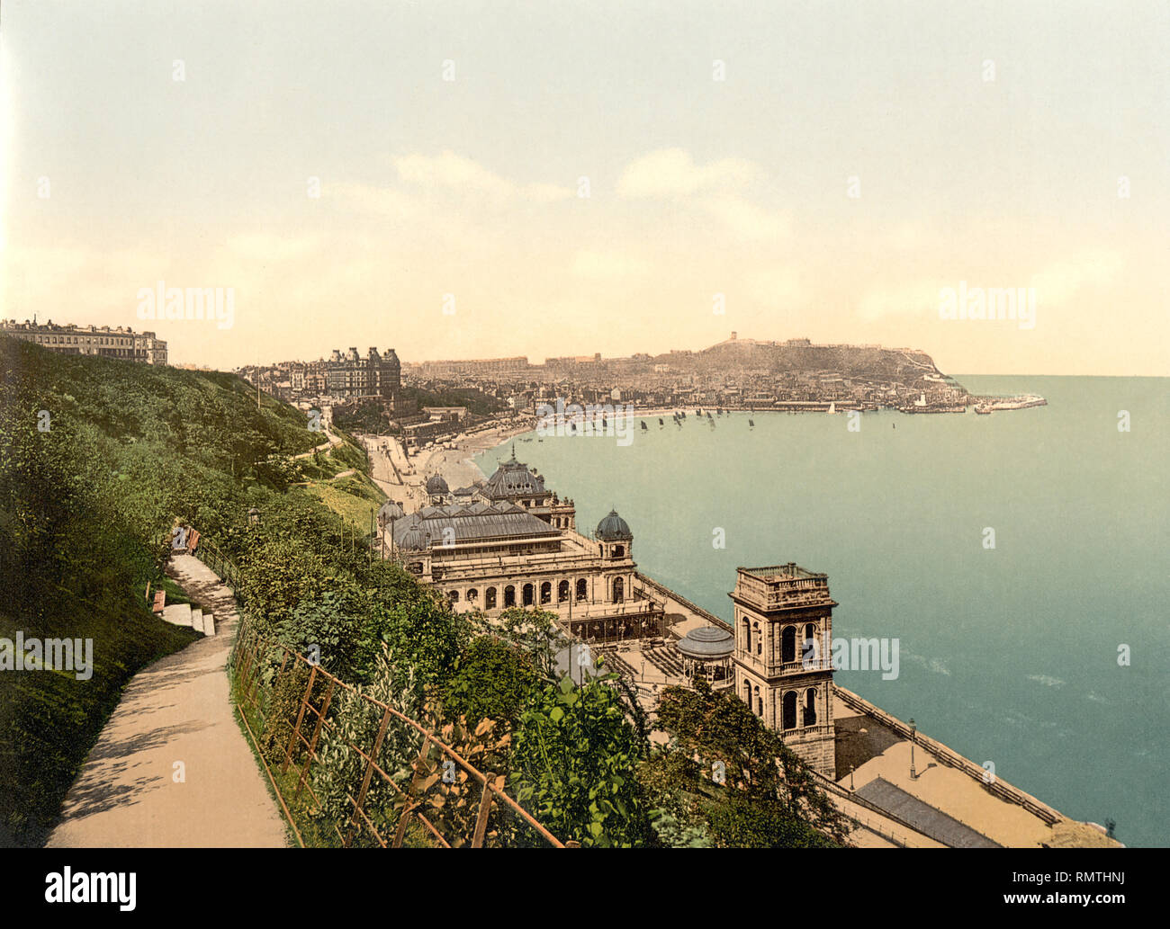 Scarborough, South Bay, nello Yorkshire, Inghilterra, Regno Unito, Photochrome Stampa, Detroit Publishing Company, 1905 Foto Stock