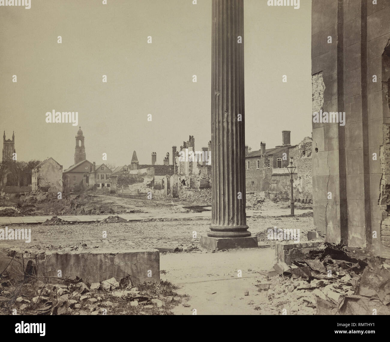 Rovine risultante durante la Guerra Civile Americana, Charleston, Carolina del Sud, USA, 1865 Foto Stock