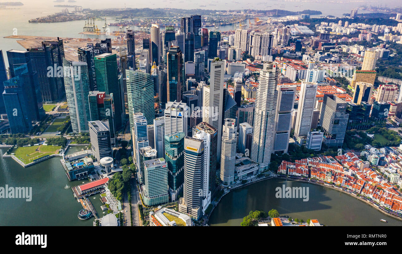 Il Distretto Centrale degli Affari o CBD, il centro cittadino di Singapore Foto Stock